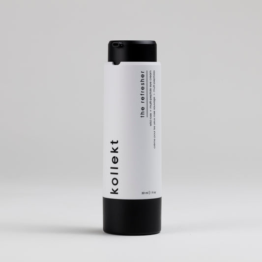 The Refresher Firming Peptide Eye Cream Refillable Twist up Bottle Standing Up 